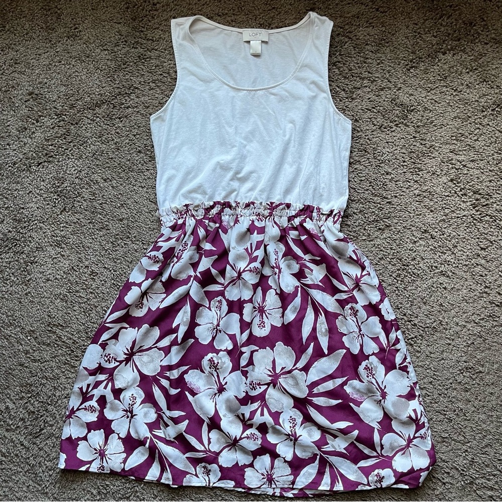 Loft Summer Dress with Cotton Top/Silk Flower Skirt